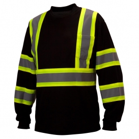 RCLTS3111 Type O Class 1 X-Back Two-Tone Long Sleeve Safety Shirt - Black